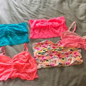 5 PINK Victoria’s Secret bralettes.